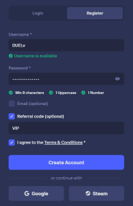 how to use duel casino VIP promo code