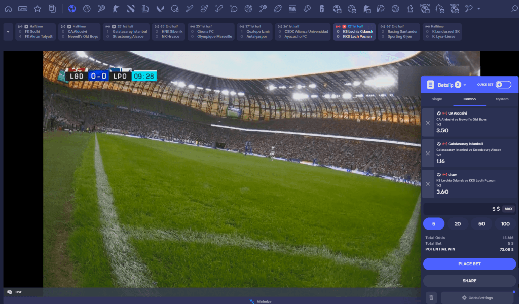Duel.com live football betting