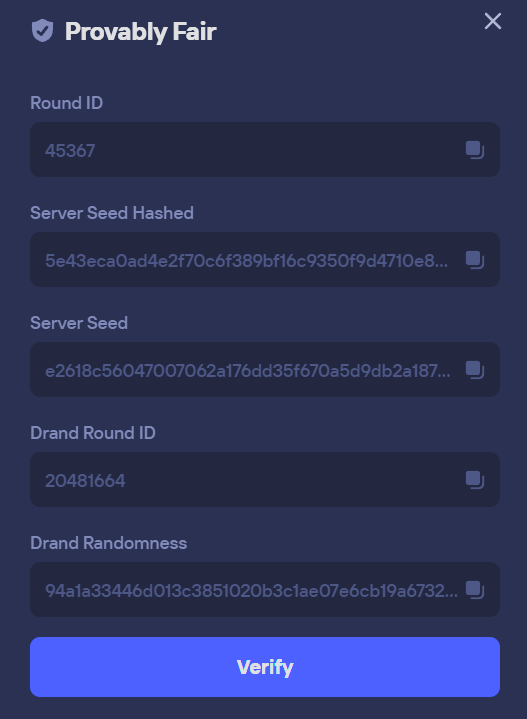 provably fair at duel casino crash game