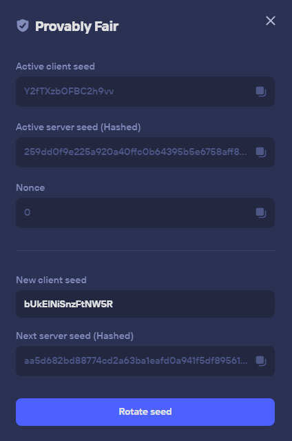 duel casino client seed