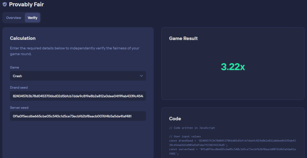 duel originals - crash provably fair game result