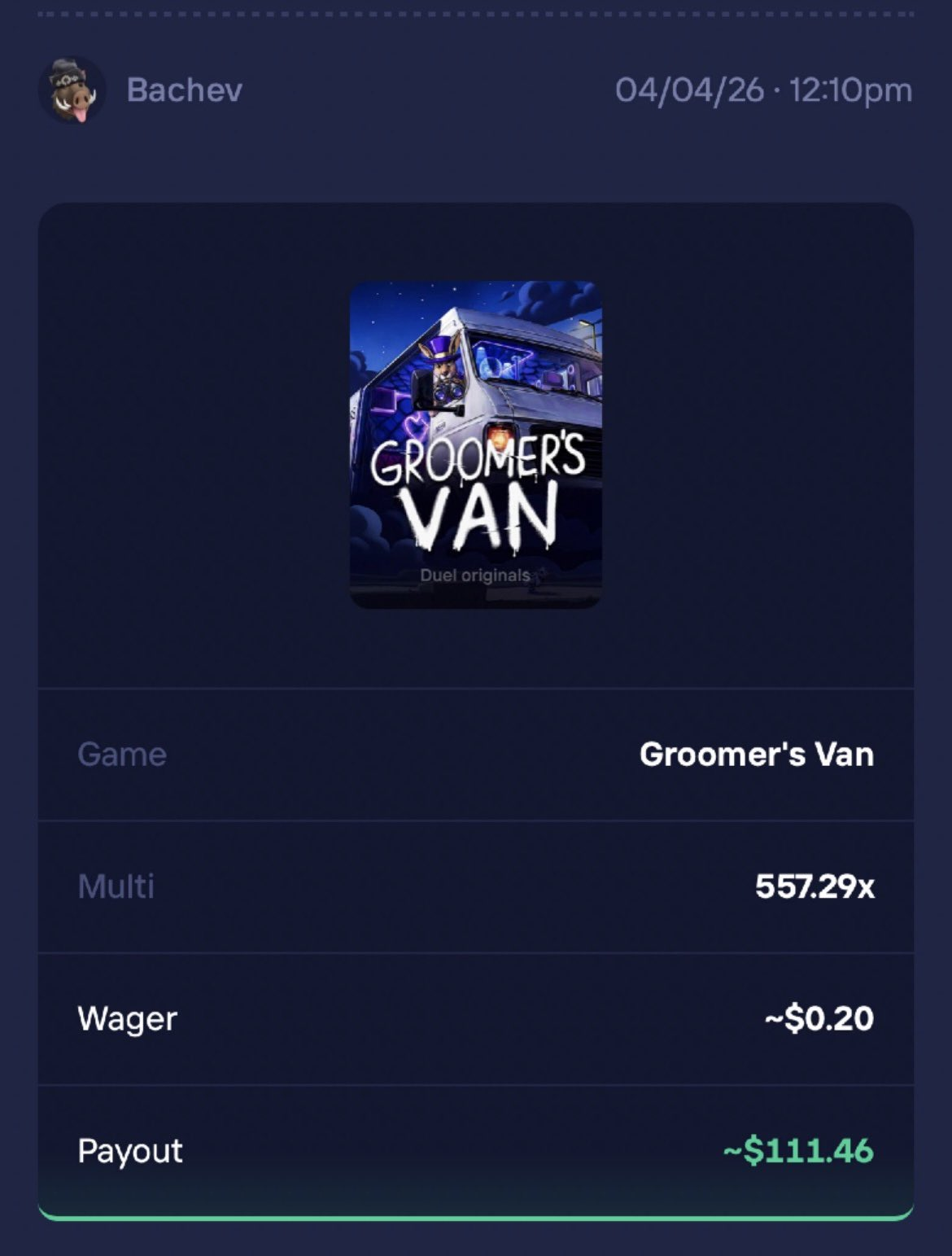 Groomer's Van 557x win screenshot on Duel
