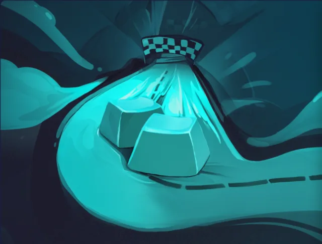 Type Racer cover art from Duel Arena: two keyboard keys racing along a glowing teal track