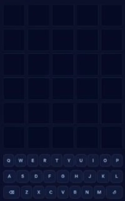 Wordle demo on Duel Arena: an empty six-row, five-letter grid above an on-screen keyboard