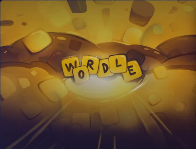 Wordle cover art from Duel Arena: golden letter tiles spelling WORDLE