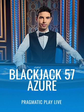 Blackjack 57 - Azure live dealer table at Duel Casino